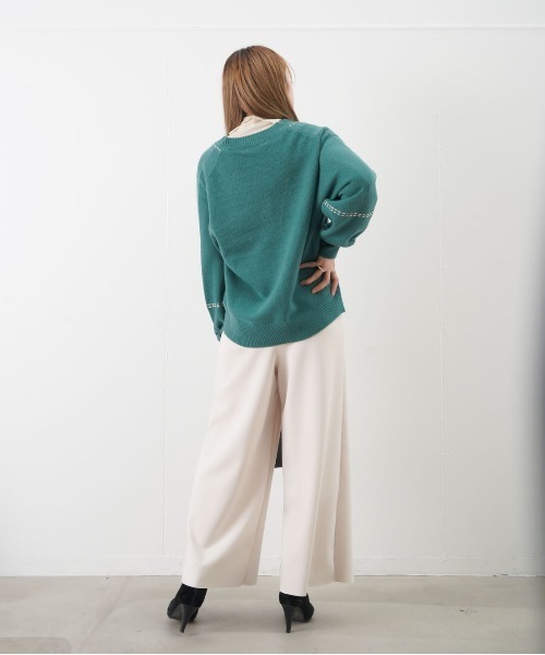 blanc basque(ブランバスク)の「BLANC basque ブランバスク 太糸ハンドステッチ×ロゴ入りニット(カーディガン/ボレロ・レディース・ブラック/グリーン/アイボリー・M(38))」の19枚目の写真