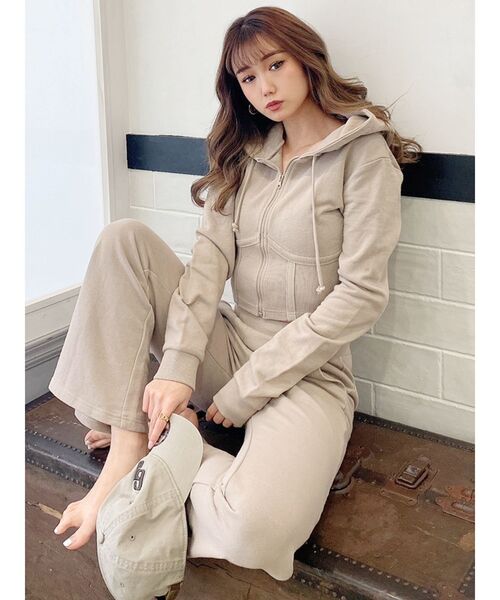 GYDA（ジェイダ）の「コルセットリブデザインZIP UP パーカー（パーカー・レディース・オフホワイト/ブラック/ベージュ・FREE）」の13枚目の写真