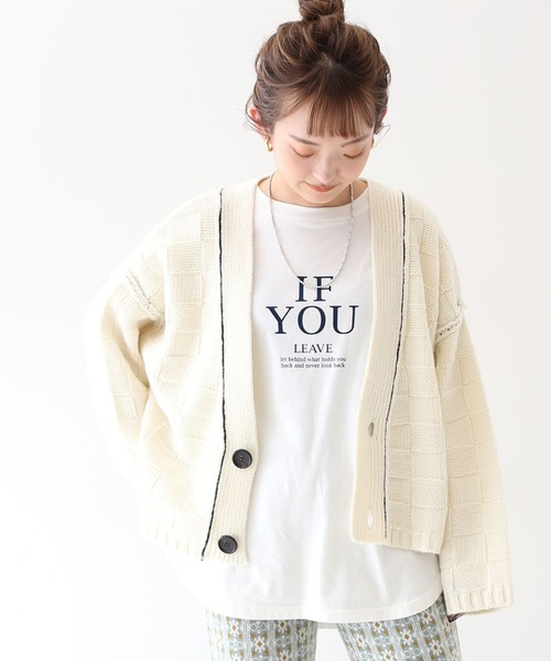 SLOBE citron.（スローブシトロン）の「SLOBE citron. ブロック編みニット◆（カーディガン/ボレロ・レディース・ブラック/ホワイト/イエロー・FREE）」の2枚目の写真