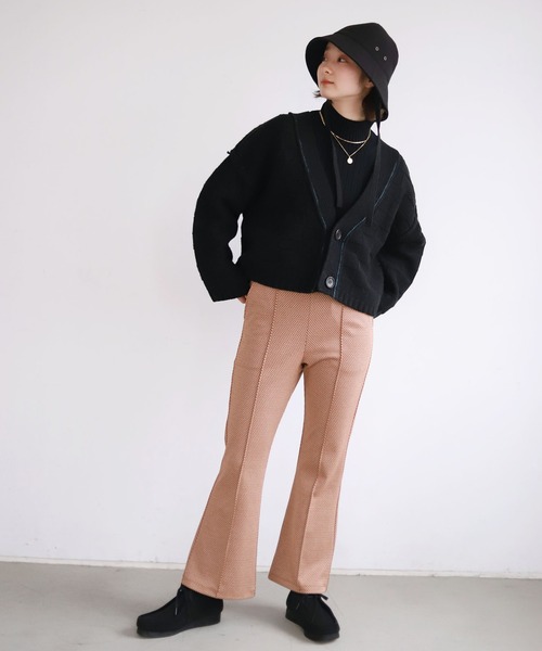 SLOBE citron.（スローブシトロン）の「SLOBE citron. ブロック編みニット◆（カーディガン/ボレロ・レディース・ブラック/ホワイト/イエロー・FREE）」の7枚目の写真