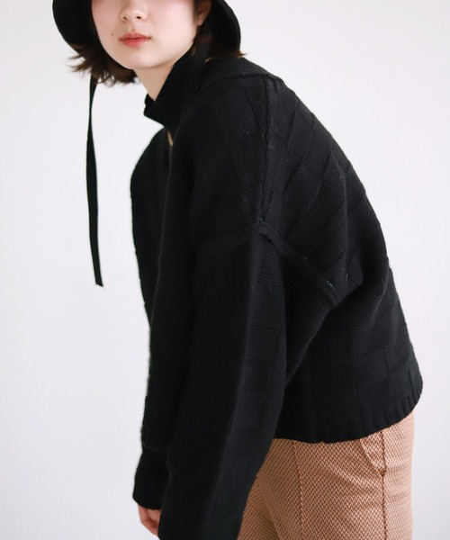 SLOBE citron.（スローブシトロン）の「SLOBE citron. ブロック編みニット◆（カーディガン/ボレロ・レディース・ブラック/ホワイト/イエロー・FREE）」の11枚目の写真