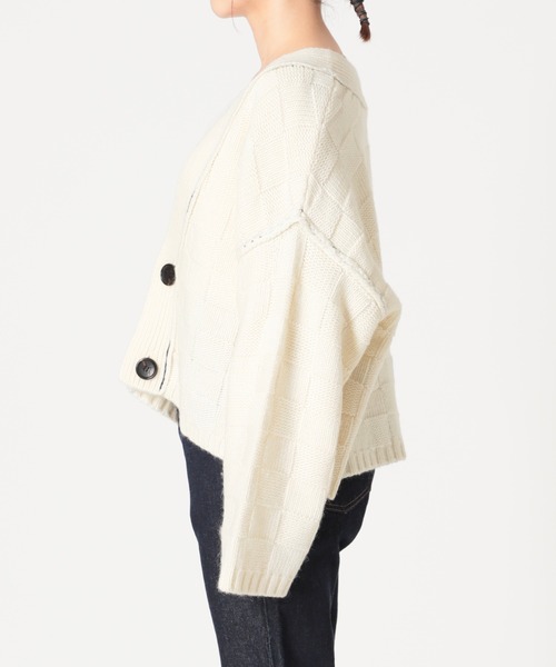 SLOBE citron.（スローブシトロン）の「SLOBE citron. ブロック編みニット◆（カーディガン/ボレロ・レディース・ブラック/ホワイト/イエロー・FREE）」の9枚目の写真