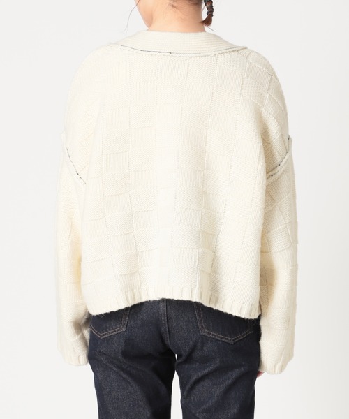 SLOBE citron.（スローブシトロン）の「SLOBE citron. ブロック編みニット◆（カーディガン/ボレロ・レディース・ブラック/ホワイト/イエロー・FREE）」の22枚目の写真