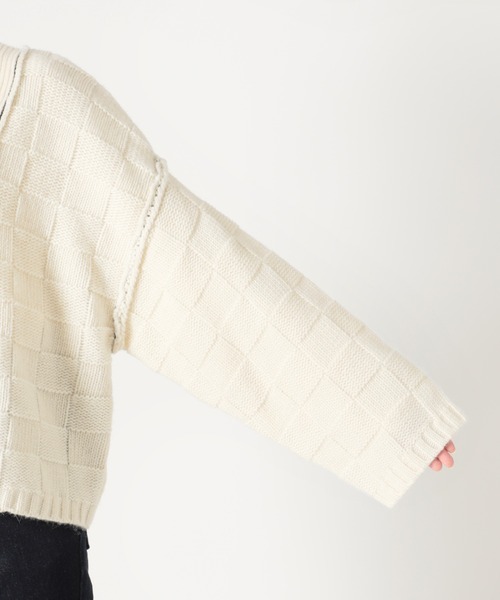 SLOBE citron.（スローブシトロン）の「SLOBE citron. ブロック編みニット◆（カーディガン/ボレロ・レディース・ブラック/ホワイト/イエロー・FREE）」の14枚目の写真