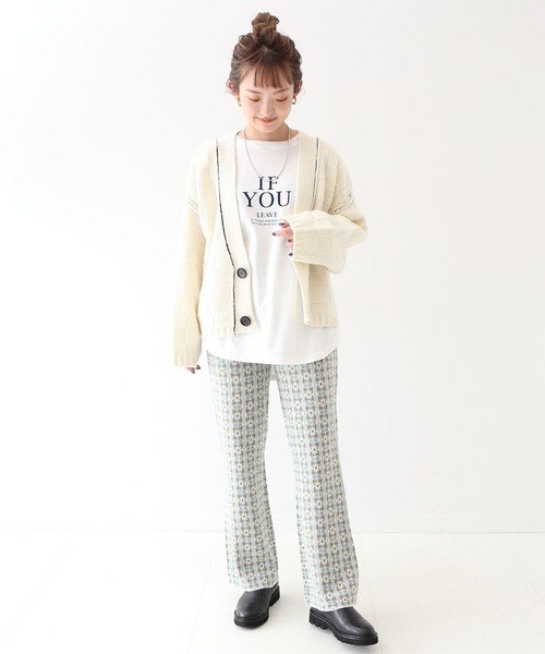 SLOBE citron.（スローブシトロン）の「SLOBE citron. ブロック編みニット◆（カーディガン/ボレロ・レディース・ブラック/ホワイト/イエロー・FREE）」の4枚目の写真