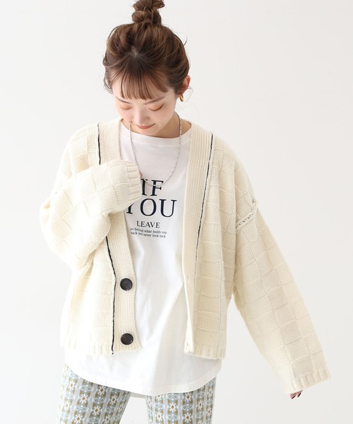 SLOBE citron.（スローブシトロン）の「SLOBE citron. ブロック編みニット◆（カーディガン/ボレロ・レディース・ブラック/ホワイト/イエロー・FREE）」の21枚目の写真