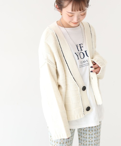 SLOBE citron.（スローブシトロン）の「SLOBE citron. ブロック編みニット◆（カーディガン/ボレロ・レディース・ブラック/ホワイト/イエロー・FREE）」の8枚目の写真