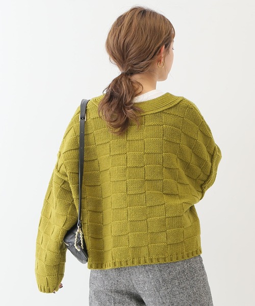 SLOBE citron.（スローブシトロン）の「SLOBE citron. ブロック編みニット◆（カーディガン/ボレロ・レディース・ブラック/ホワイト/イエロー・FREE）」の5枚目の写真