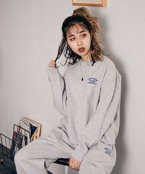 PBLIM（ページボーイリム）の「【PAGEBOYLIM】ウラキモウルーズクルー（スウェット・レディース・ブルー/グリーン/クリーム/杢グレー・MEDIUM/LARGE）」の2枚目の写真