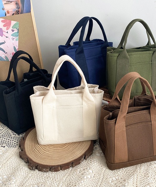 florist（フローリスト）の「【2size展開】収納仕切り付きキャンバスミニトートバッグ（トートバッグ・レディース・カーキ/ピンク/グレー/ホワイト×ブラック/ホワイト/ライトグリーン/ブラック/ネイビー/ライトグレー/ブラウン/アイボリー/マジェンタ・FREE/S）」の21枚目の写真