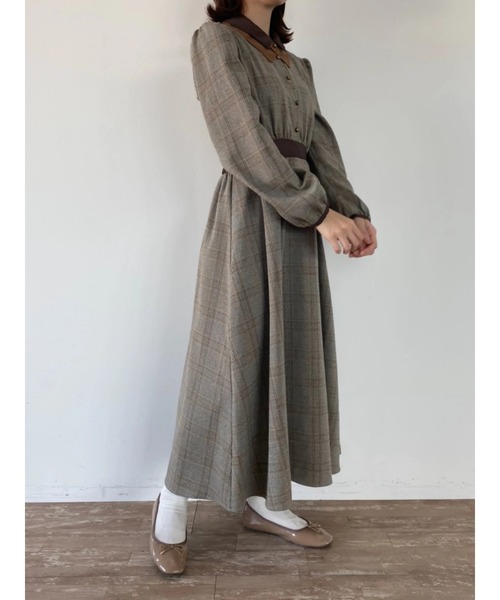 Areeam（アリーム）の「過去も愛せるチェックワンピース（ワンピース・レディース・ベージュ/ブラウン・FREE）」の12枚目の写真