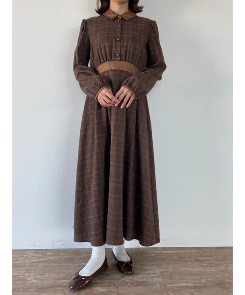 Areeam（アリーム）の「過去も愛せるチェックワンピース（ワンピース・レディース・ベージュ/ブラウン・FREE）」の6枚目の写真