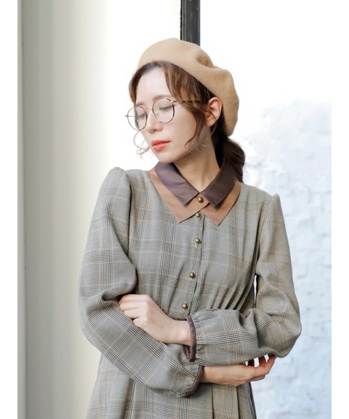 Areeam（アリーム）の「過去も愛せるチェックワンピース（ワンピース・レディース・ベージュ/ブラウン・FREE）」の11枚目の写真