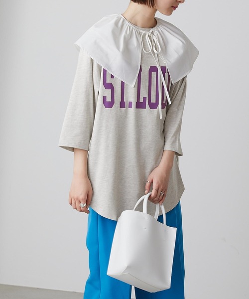 forksy.(フォルクシー)の「【forksy.】ビックカレッジロゴベースボールTシャツ(Tシャツ/カットソー・レディース・ホワイト/イエロー/アイボリー/杢グレー・FREE)」の3枚目の写真