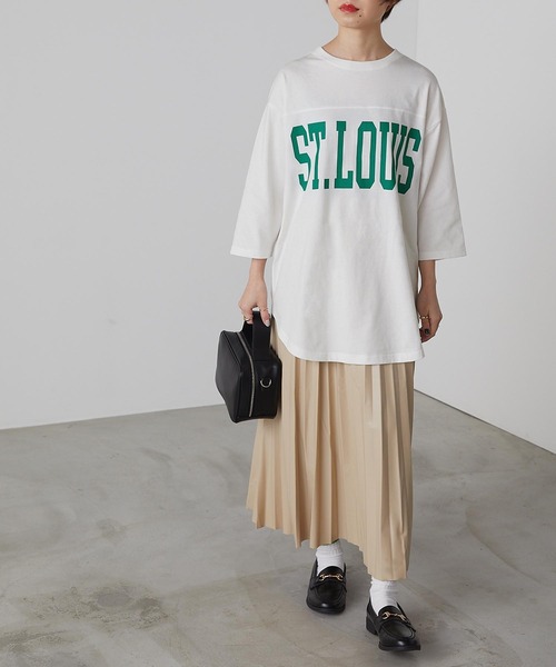 forksy.(フォルクシー)の「【forksy.】ビックカレッジロゴベースボールTシャツ(Tシャツ/カットソー・レディース・ホワイト/イエロー/アイボリー/杢グレー・FREE)」の8枚目の写真