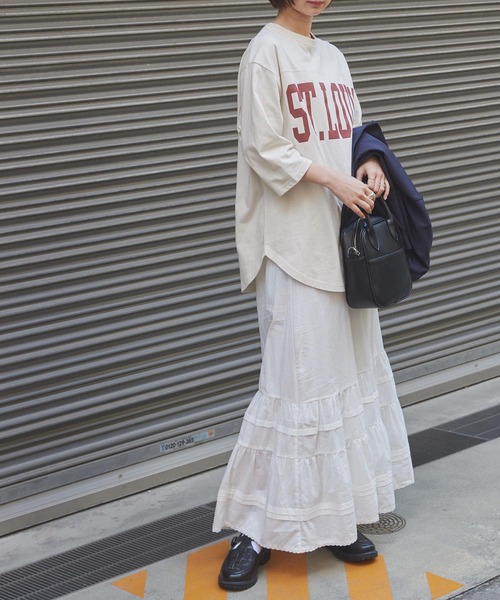 forksy.(フォルクシー)の「【forksy.】ビックカレッジロゴベースボールTシャツ(Tシャツ/カットソー・レディース・ホワイト/イエロー/アイボリー/杢グレー・FREE)」の22枚目の写真