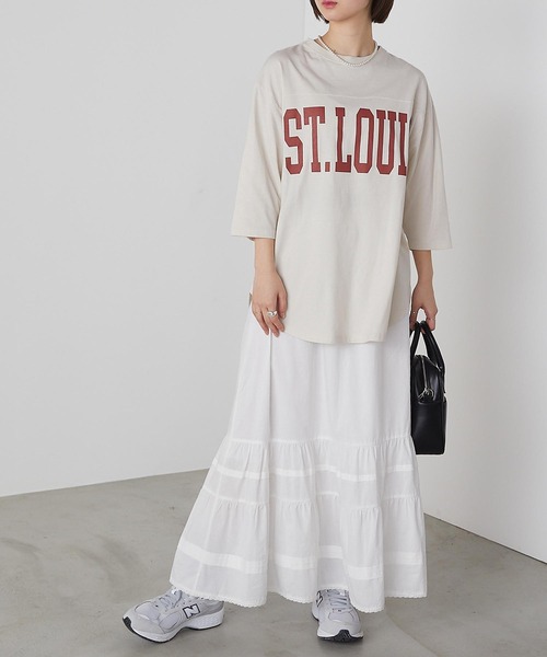 forksy.(フォルクシー)の「【forksy.】ビックカレッジロゴベースボールTシャツ(Tシャツ/カットソー・レディース・ホワイト/イエロー/アイボリー/杢グレー・FREE)」の18枚目の写真