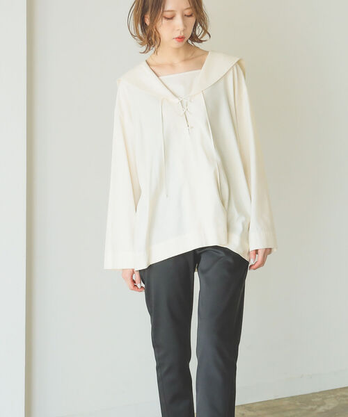B:MING by BEAMS（ビーミングバイビームス）の「B:MING by BEAMS / オーガニック セーラーカラー ブラウス 22SS（シャツ/ブラウス・レディース・アイボリー系/ベージュ・MEDIUM/SMALL）」の6枚目の写真