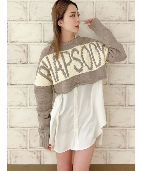 GYDA（ジェイダ）の「RHAPSODYモールショートニットトップス（ニット/セーター・レディース・チャコールグレー/ミント/ベージュ・FREE）」の4枚目の写真