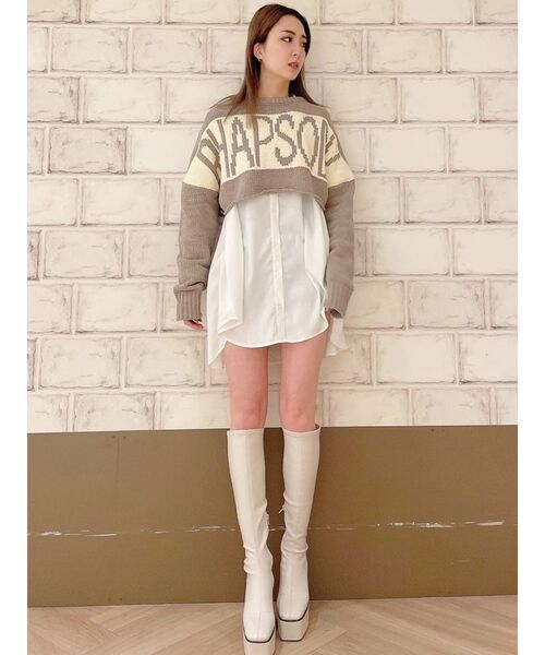 GYDA（ジェイダ）の「RHAPSODYモールショートニットトップス（ニット/セーター・レディース・チャコールグレー/ミント/ベージュ・FREE）」の7枚目の写真