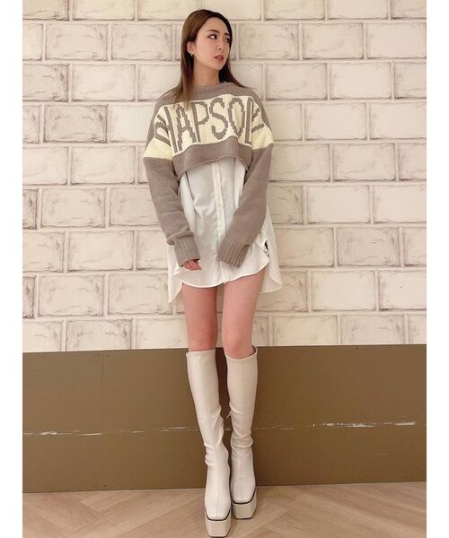 GYDA（ジェイダ）の「RHAPSODYモールショートニットトップス（ニット/セーター・レディース・チャコールグレー/ミント/ベージュ・FREE）」の8枚目の写真