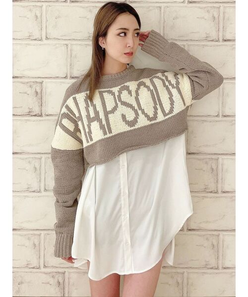 GYDA（ジェイダ）の「RHAPSODYモールショートニットトップス（ニット/セーター・レディース・チャコールグレー/ミント/ベージュ・FREE）」の12枚目の写真