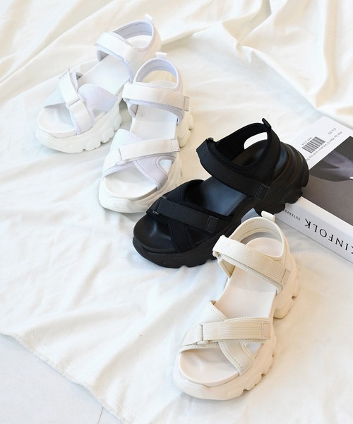 NOFALL（ノーフォール）の「厚底スニーカーソールクロスベルトサンダル（サンダル・レディース・ホワイト/ベージュ/ブラック・M/3L/LL/L/S）」の14枚目の写真