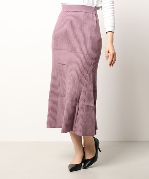 DURAS（デュラス）の「リブニットマーメイドスカート（スカート・レディース・ベージュ/レッド系その他/ブラック/パープル/ブルー・FREE）」の4枚目の写真