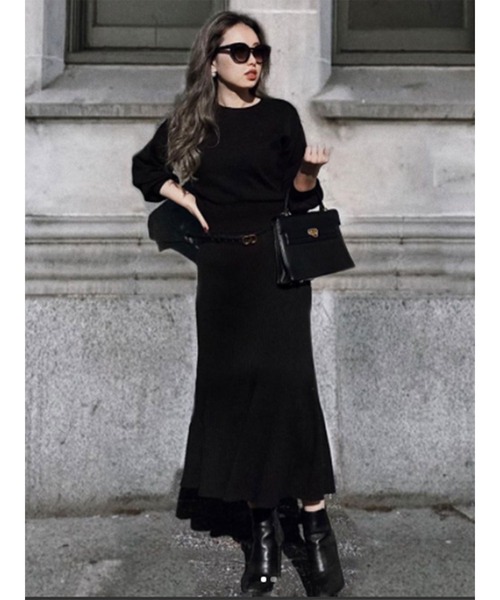 DURAS（デュラス）の「リブニットマーメイドスカート（スカート・レディース・ベージュ/レッド系その他/ブラック/パープル/ブルー・FREE）」の2枚目の写真