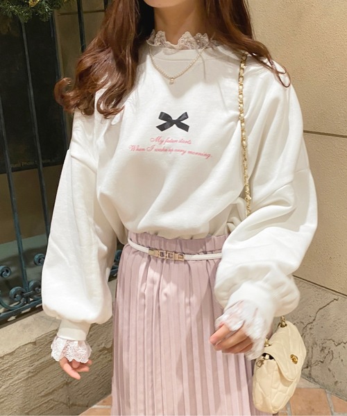 apres jour(アプレジュール)の「レースレイヤードスウェット【ZOZOTOWN限定アイテム】(スウェット・レディース・ブラック/杢グレー/オフホワイト・X-LARGE/フリー)」の7枚目の写真