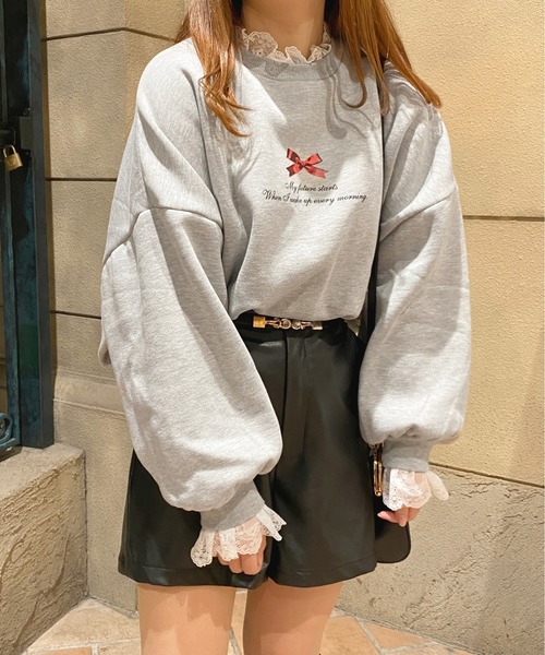 apres jour(アプレジュール)の「レースレイヤードスウェット【ZOZOTOWN限定アイテム】(スウェット・レディース・ブラック/杢グレー/オフホワイト・X-LARGE/フリー)」の22枚目の写真