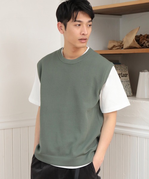 UNION STATION（ユニオンステーション）の「ニットベスト＆ナチュラルストレッチTシャツ（2点セット）（ニット/セーター・メンズ・ブラック/ベージュ/グレー/ブルー/グリーン・LL/M/L）」の5枚目の写真