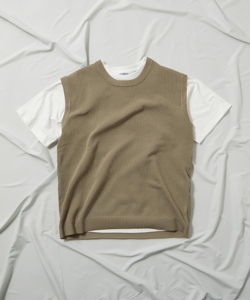 UNION STATION（ユニオンステーション）の「ニットベスト＆ナチュラルストレッチTシャツ（2点セット）（ニット/セーター・メンズ・ブラック/ベージュ/グレー/ブルー/グリーン・LL/M/L）」の10枚目の写真