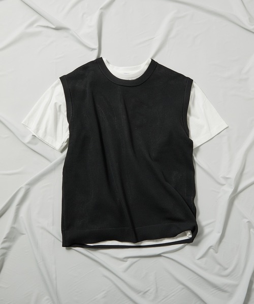 UNION STATION（ユニオンステーション）の「ニットベスト＆ナチュラルストレッチTシャツ（2点セット）（ニット/セーター・メンズ・ブラック/ベージュ/グレー/ブルー/グリーン・LL/M/L）」の12枚目の写真