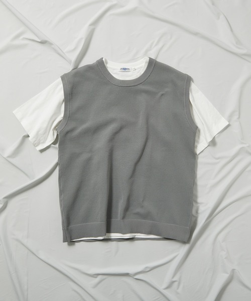 UNION STATION（ユニオンステーション）の「ニットベスト＆ナチュラルストレッチTシャツ（2点セット）（ニット/セーター・メンズ・ブラック/ベージュ/グレー/ブルー/グリーン・LL/M/L）」の9枚目の写真