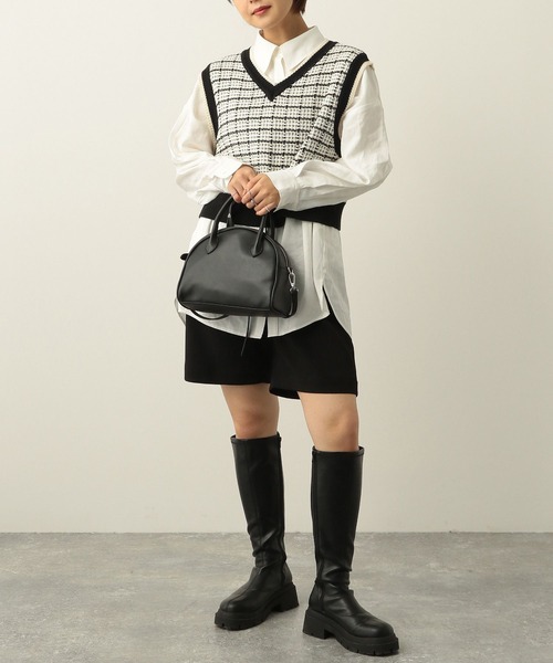 Heather（ヘザー）の「チェック柄コンパクトニットベスト  264139（ベスト・レディース・ブルー系/ホワイト系/ブラック系・FREE）」の8枚目の写真