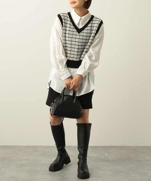 Heather（ヘザー）の「チェック柄コンパクトニットベスト  264139（ベスト・レディース・ブルー系/ホワイト系/ブラック系・FREE）」の10枚目の写真