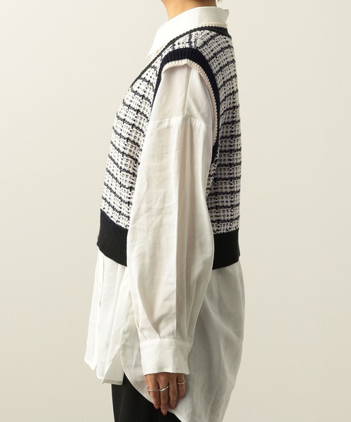 Heather（ヘザー）の「チェック柄コンパクトニットベスト  264139（ベスト・レディース・ブルー系/ホワイト系/ブラック系・FREE）」の19枚目の写真