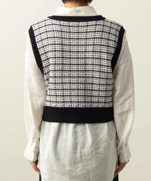 Heather（ヘザー）の「チェック柄コンパクトニットベスト  264139（ベスト・レディース・ブルー系/ホワイト系/ブラック系・FREE）」の9枚目の写真