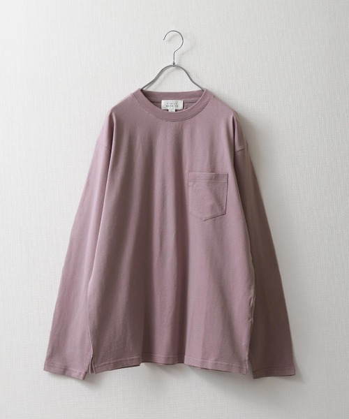 ZIP FIVE(ジップファイブ)の「【NanoTec】ビッグシルエットヘビーウェイトポケット付き長袖ロングTシャツ /防臭/消臭/抗菌(Tシャツ/カットソー・メンズ・チャコール/パープル系/オフホワイト/ブルーグレー/レッド系/ベージュ/グリーン・MEDIUM/LARGE/X-LARGE)」の6枚目の写真
