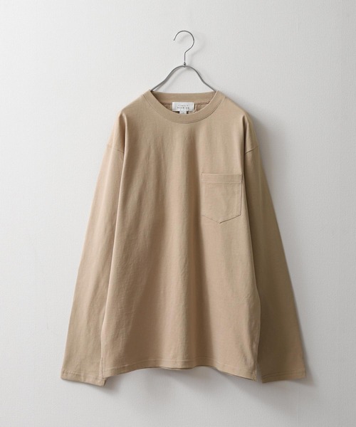 ZIP FIVE(ジップファイブ)の「【NanoTec】ビッグシルエットヘビーウェイトポケット付き長袖ロングTシャツ /防臭/消臭/抗菌(Tシャツ/カットソー・メンズ・チャコール/パープル系/オフホワイト/ブルーグレー/レッド系/ベージュ/グリーン・MEDIUM/LARGE/X-LARGE)」の4枚目の写真