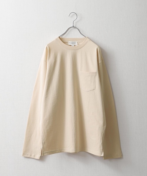 ZIP FIVE(ジップファイブ)の「【NanoTec】ビッグシルエットヘビーウェイトポケット付き長袖ロングTシャツ /防臭/消臭/抗菌(Tシャツ/カットソー・メンズ・チャコール/パープル系/オフホワイト/ブルーグレー/レッド系/ベージュ/グリーン・MEDIUM/LARGE/X-LARGE)」の1枚目の写真