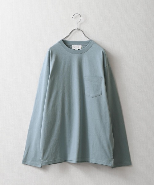 ZIP FIVE(ジップファイブ)の「【NanoTec】ビッグシルエットヘビーウェイトポケット付き長袖ロングTシャツ /防臭/消臭/抗菌(Tシャツ/カットソー・メンズ・チャコール/パープル系/オフホワイト/ブルーグレー/レッド系/ベージュ/グリーン・MEDIUM/LARGE/X-LARGE)」の2枚目の写真