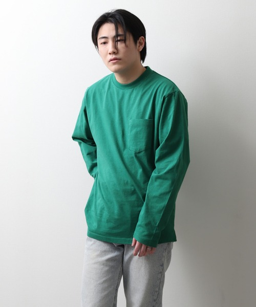 ZIP FIVE(ジップファイブ)の「【NanoTec】ビッグシルエットヘビーウェイトポケット付き長袖ロングTシャツ /防臭/消臭/抗菌(Tシャツ/カットソー・メンズ・チャコール/パープル系/オフホワイト/ブルーグレー/レッド系/ベージュ/グリーン・MEDIUM/LARGE/X-LARGE)」の10枚目の写真