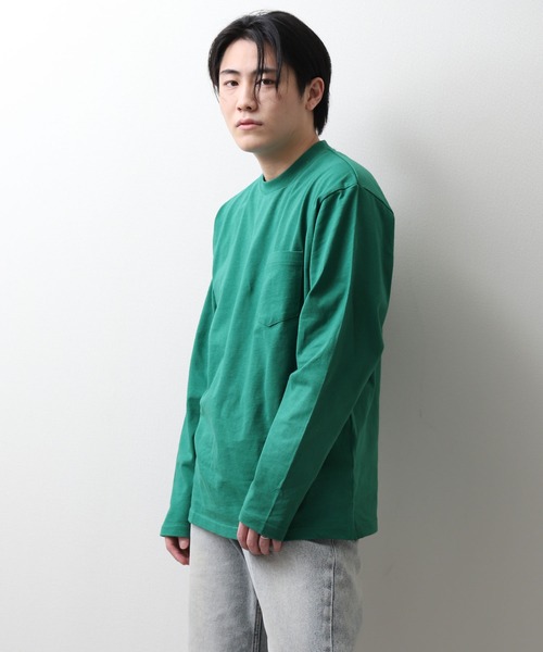 ZIP FIVE(ジップファイブ)の「【NanoTec】ビッグシルエットヘビーウェイトポケット付き長袖ロングTシャツ /防臭/消臭/抗菌(Tシャツ/カットソー・メンズ・チャコール/パープル系/オフホワイト/ブルーグレー/レッド系/ベージュ/グリーン・MEDIUM/LARGE/X-LARGE)」の11枚目の写真