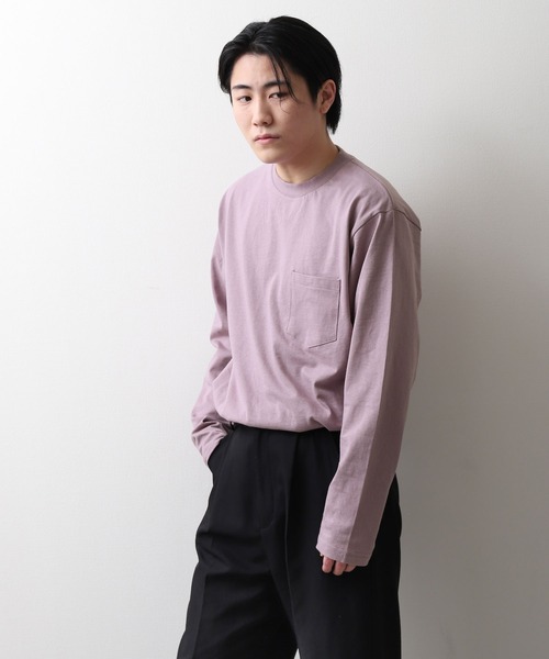 ZIP FIVE(ジップファイブ)の「【NanoTec】ビッグシルエットヘビーウェイトポケット付き長袖ロングTシャツ /防臭/消臭/抗菌(Tシャツ/カットソー・メンズ・チャコール/パープル系/オフホワイト/ブルーグレー/レッド系/ベージュ/グリーン・MEDIUM/LARGE/X-LARGE)」の14枚目の写真