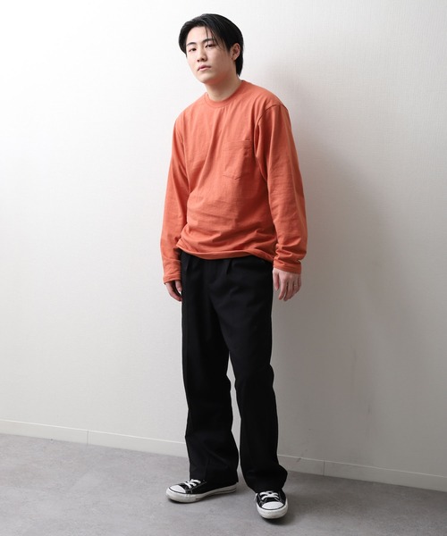 ZIP FIVE(ジップファイブ)の「【NanoTec】ビッグシルエットヘビーウェイトポケット付き長袖ロングTシャツ /防臭/消臭/抗菌(Tシャツ/カットソー・メンズ・チャコール/パープル系/オフホワイト/ブルーグレー/レッド系/ベージュ/グリーン・MEDIUM/LARGE/X-LARGE)」の16枚目の写真