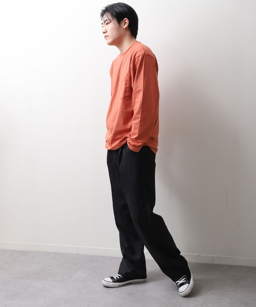 ZIP FIVE(ジップファイブ)の「【NanoTec】ビッグシルエットヘビーウェイトポケット付き長袖ロングTシャツ /防臭/消臭/抗菌(Tシャツ/カットソー・メンズ・チャコール/パープル系/オフホワイト/ブルーグレー/レッド系/ベージュ/グリーン・MEDIUM/LARGE/X-LARGE)」の17枚目の写真