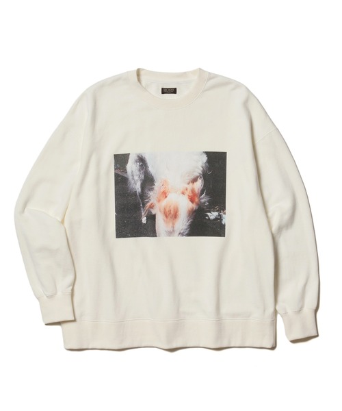 MR.OLIVE(ミスターオリーブ)の「MR.OLIVE ミスターオリーブ / ×青木柊野 COLLABORAITION / TYPE-A PRINT SWEAT SHIRT コラボレーション / TYPE-A PRINT ビッグシルエットスウェット(トレーナー) / M-221116(スウェット・メンズ・ブラック/オフホワイト・SMALL/MEDIUM/LARGE)」の3枚目の写真