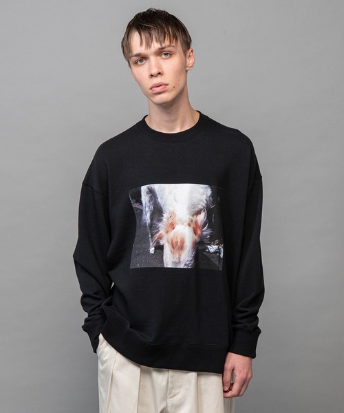 MR.OLIVE(ミスターオリーブ)の「MR.OLIVE ミスターオリーブ / ×青木柊野 COLLABORAITION / TYPE-A PRINT SWEAT SHIRT コラボレーション / TYPE-A PRINT ビッグシルエットスウェット(トレーナー) / M-221116(スウェット・メンズ・ブラック/オフホワイト・SMALL/MEDIUM/LARGE)」の9枚目の写真